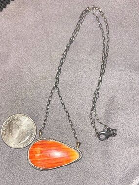 Orange Spiny Native American Made Pendant Necklace by Antoinette Martinez